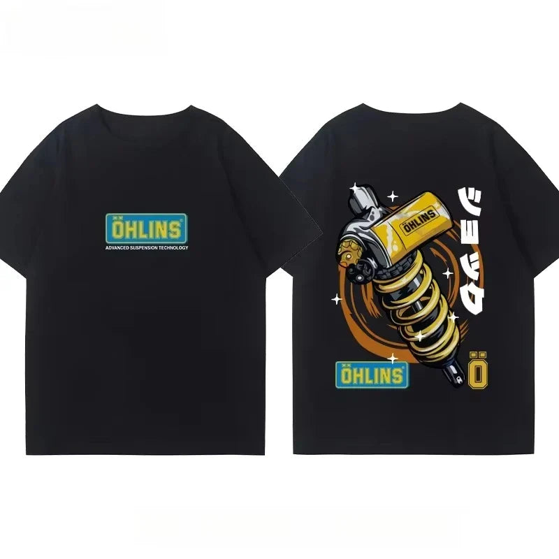 Motorcycle Shock Absorber Modified T-shirt Clothes Casual Trendy Brand Men's Women's Car Club Crew Neck Short-sleeved Top