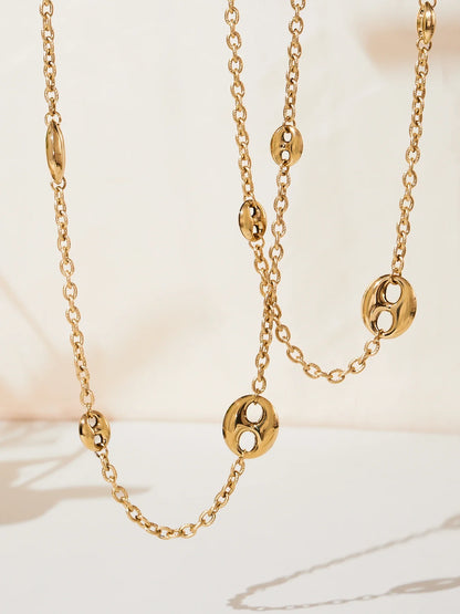 Nivora Chunky Pig Nose Ring Sweater Chain Necklaces for Women Stainless Steel 18K PVD Gold Plated Collar Choker Jewelry Gifts