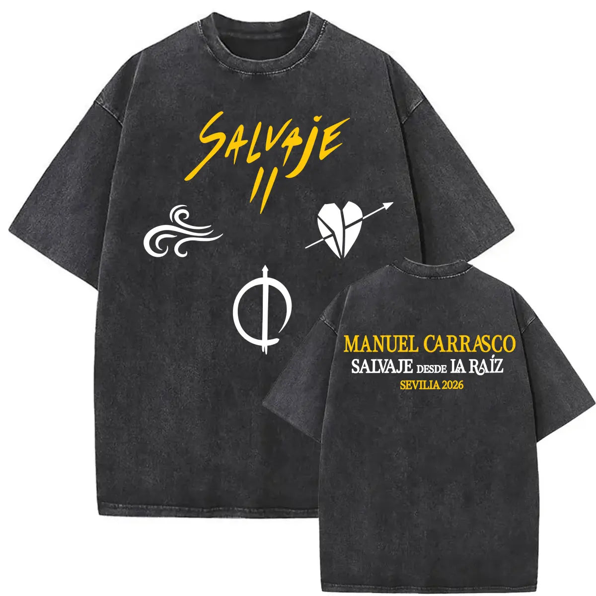 Manuel Carrasco Salvaje Desde Ia Raiz 2026 Vintage Washed T-shirt Men Women Fashion Hip Hop Punk 100% Cotton T Shirts Streetwear