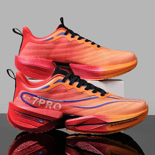 Men's Carbon Plate Sneakers Outdoor Soft Sole Mesh Sports Shoes Running Shoes Light Anti-Slip Casual Couple Tennis Shoes