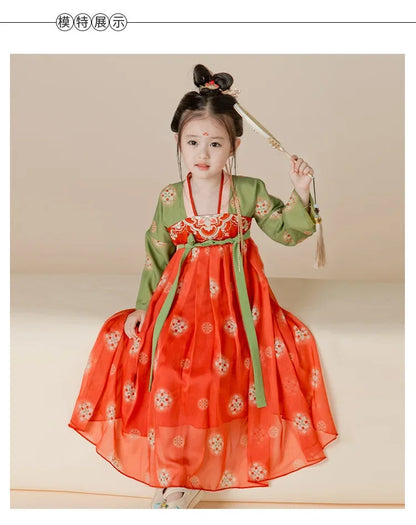 Girl Modern Hanfu Chinese Style Dress Halloween Fairy Kids Clothes Vestidos Traditional Cosplay Children Costume Girls Dresses