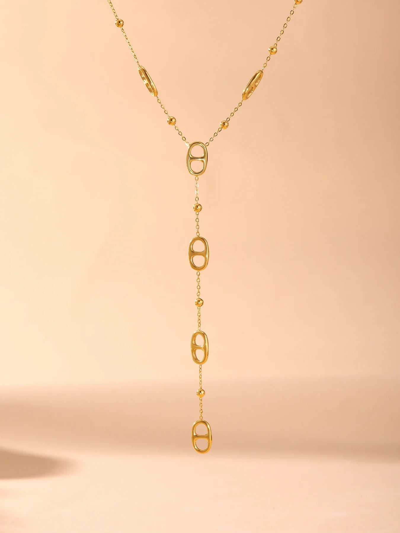 Fashion Long Chain Stainless Steel Necklacs For Women PVD Real Gold Plated Metal Female Collar Party Banquet Jewelry