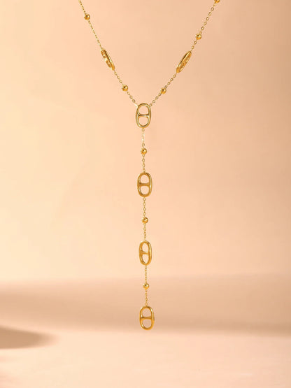 Fashion Long Chain Stainless Steel Necklacs For Women PVD Real Gold Plated Metal Female Collar Party Banquet Jewelry