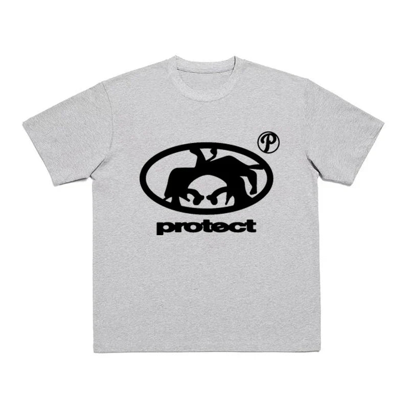 Men's T-shirt 100% Pure Cotton Top Summer Harajuku Short Sleeved T-shirt Retro Korean Fashion Y2k Street Short Sleeved T-shirt