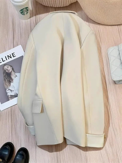 Mint Green Women Blazers 2025 Spring New Jackets Single Breasted Unique Cuff Design Notched Casual Suit Jacket Fashion Lady Coat