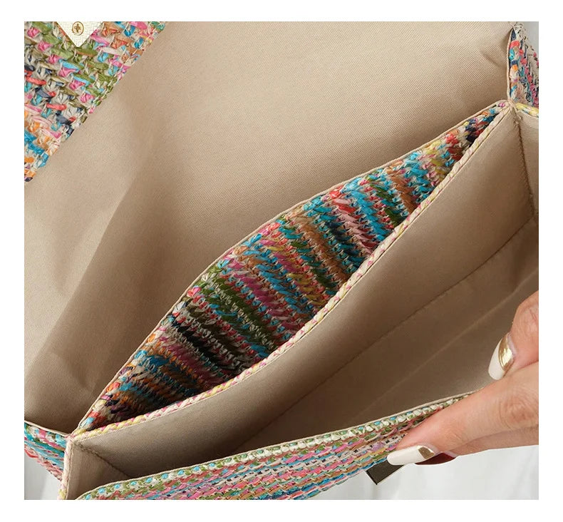 Fashion Women F;ap Clutch Bag Party Straw Day Clutches Purse Handbag Female Woven