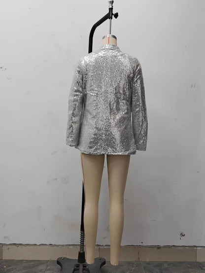 New Women's Trendy Sequined Jacket Long-sleeved Fashion Nightclub Cardigan High Street Casual Bar Performance Blazer