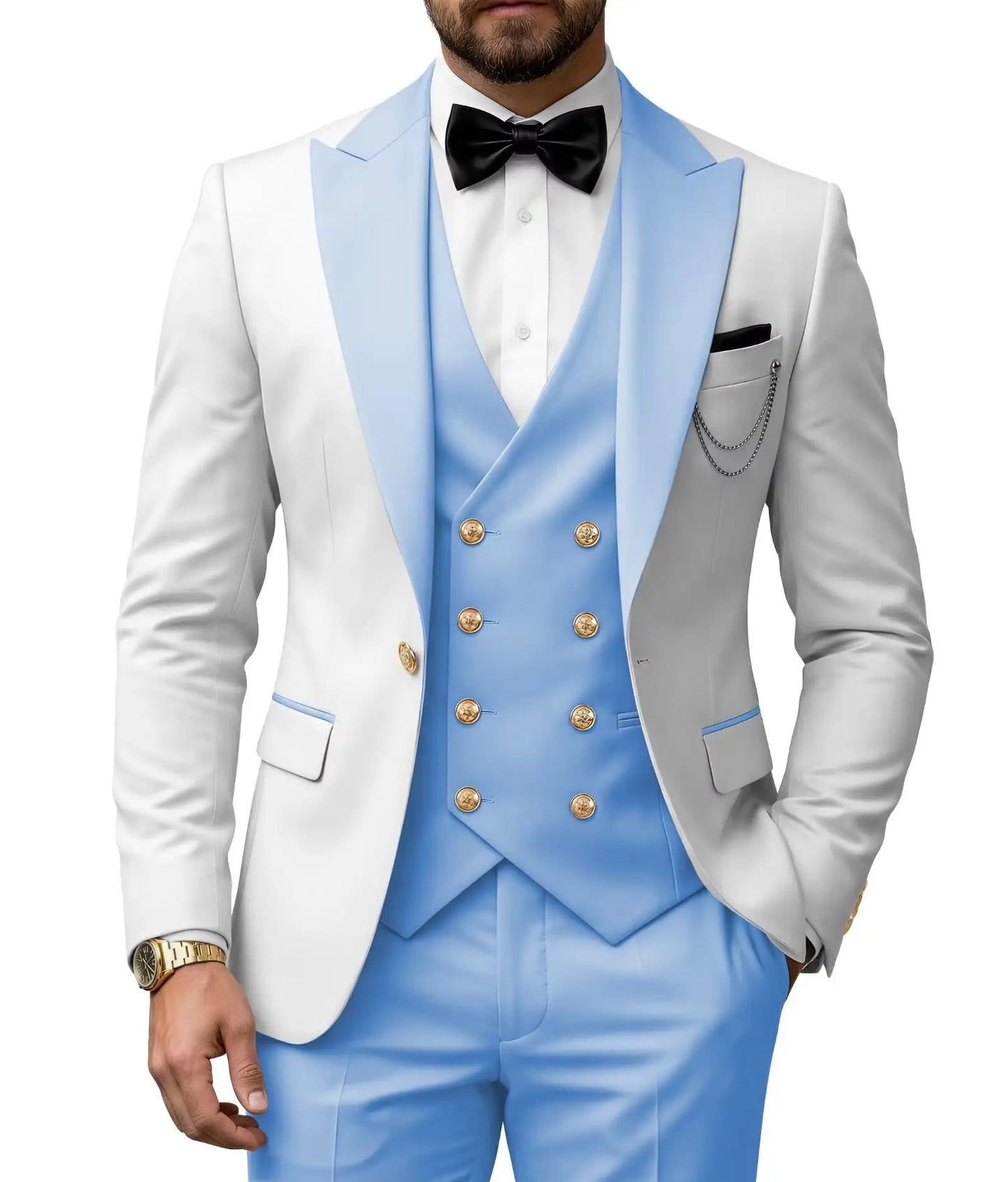 Men's 3 Piece Tuxedo Slim Fit for Men Tuxedo Suit Double Breasted  for Wedding Groom Business Tuxedos