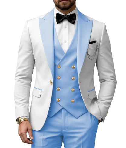 Men's 3 Piece Tuxedo Slim Fit for Men Tuxedo Suit Double Breasted  for Wedding Groom Business Tuxedos