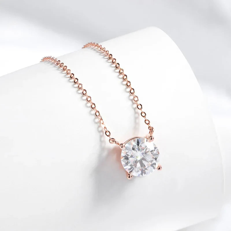 1-5CT Rose Gold Color Moissanite Necklace for Women D Color Sparkling Classic Lab Diamon Pendant Sterling Silver 925 100%