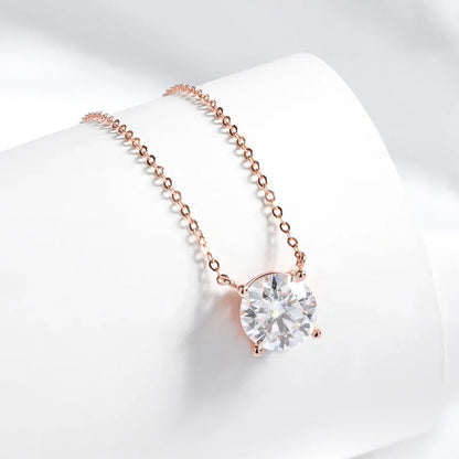 1-5CT Rose Gold Color Moissanite Necklace for Women D Color Sparkling Classic Lab Diamon Pendant Sterling Silver 925 100%