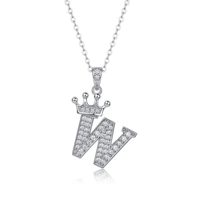 925 Silver Initial Necklace Sparkling Full Moissanite Diamond Pendant Charm Necklaces for Women Letter Name Choker Jewelry Gift