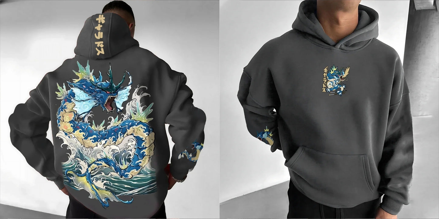 Pokémon Men's Hoodie 2025 Autumn/Winter Anime Gyarados Print Loose Street Casual Japanese Trendy Versatile Original Jumper Top