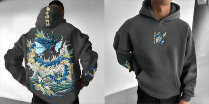 Pokémon Men's Hoodie 2025 Autumn/Winter Anime Gyarados Print Loose Street Casual Japanese Trendy Versatile Original Jumper Top