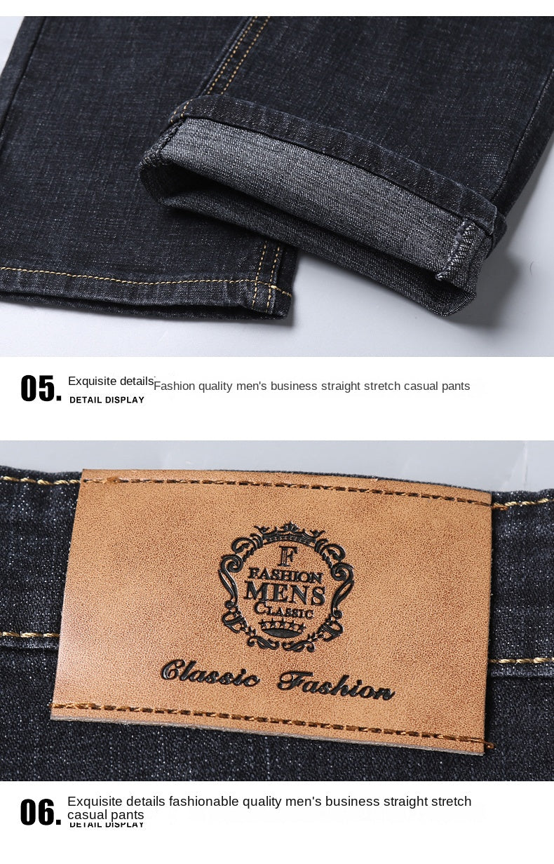 Brand 2026 New Men's Slim Elastic Jeans Fashion Business Classic Style  Denim Pants Trousers Male
