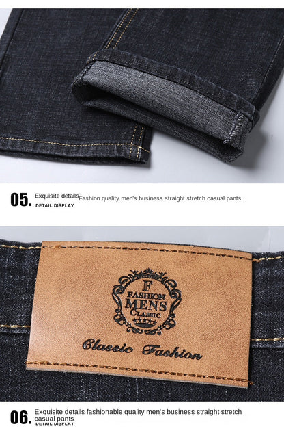 Brand 2026 New Men's Slim Elastic Jeans Fashion Business Classic Style  Denim Pants Trousers Male