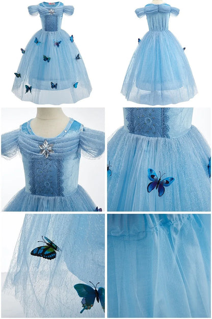 Kid Snow White Cinderella Rapunzel Elsa Belle Costume Girl Halloween Christmas Carnival Dress Children Princess Evening Gown