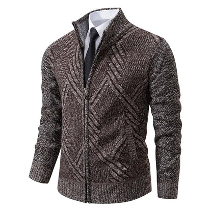Men's Knit Cardigan Autumn Winter Sweater Coat Man Clothes Brown Blue Luxury Brand Button Fleece Lined Male Knitting Jackets
