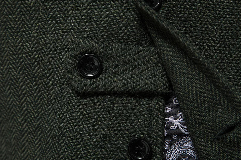 Tailored Collar Vest for Men Single Breasted Herringbone Tweed Suit Vest Mens Formal Striped Waistcoat Punk Groomsmen Wedding