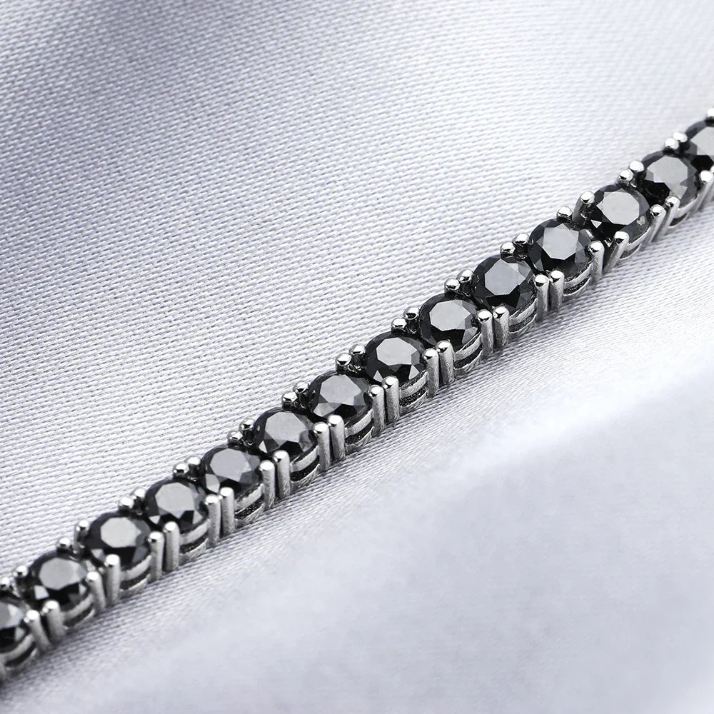 3mm 0.1CT Gradient Color Black Grey White Moissanite Diamond Tennis Bracelet for Men Women Unisex 925 Silver Link Bracelets
