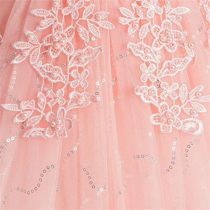 BX683 Kids Dresses For Girls Lace Dress Gown Princess Clothes Children Formal Evening Party Flower Girls Wedding Vestidois