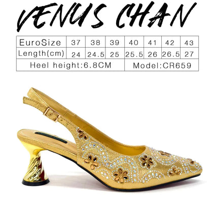 2024 Elegant Rhinestone Pointed-Toe Pumps With Matching Bag Set Large Capacity Bag for Women's Party High Heels