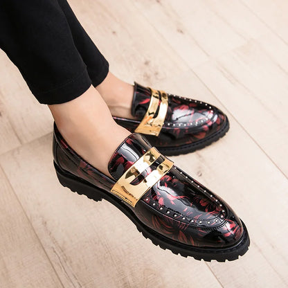Fashion Classic Thick Sole Men's Penny Loafers Slip-On Business Dress Shoes Gentleman Metal Buckle Formal Black Shoes