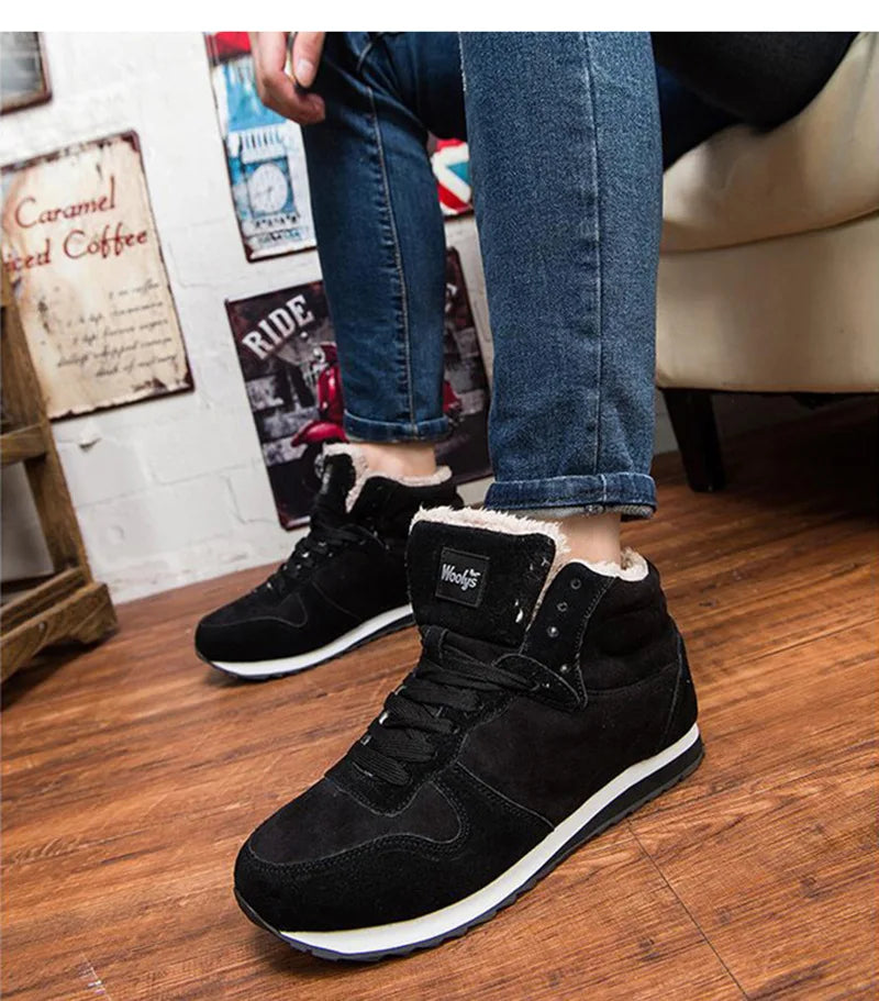 Men Boots Waterproof Winter Boots Men Lightweight Hight Top Leather Shoes Plus 48 No Slip Warm Snow Boots Plush Women Footwear