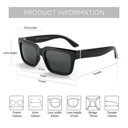 Popular Rectangle Prescription Sunglasses Polarized Square Myopia Progressive Optical Sun Glasses for Women Men