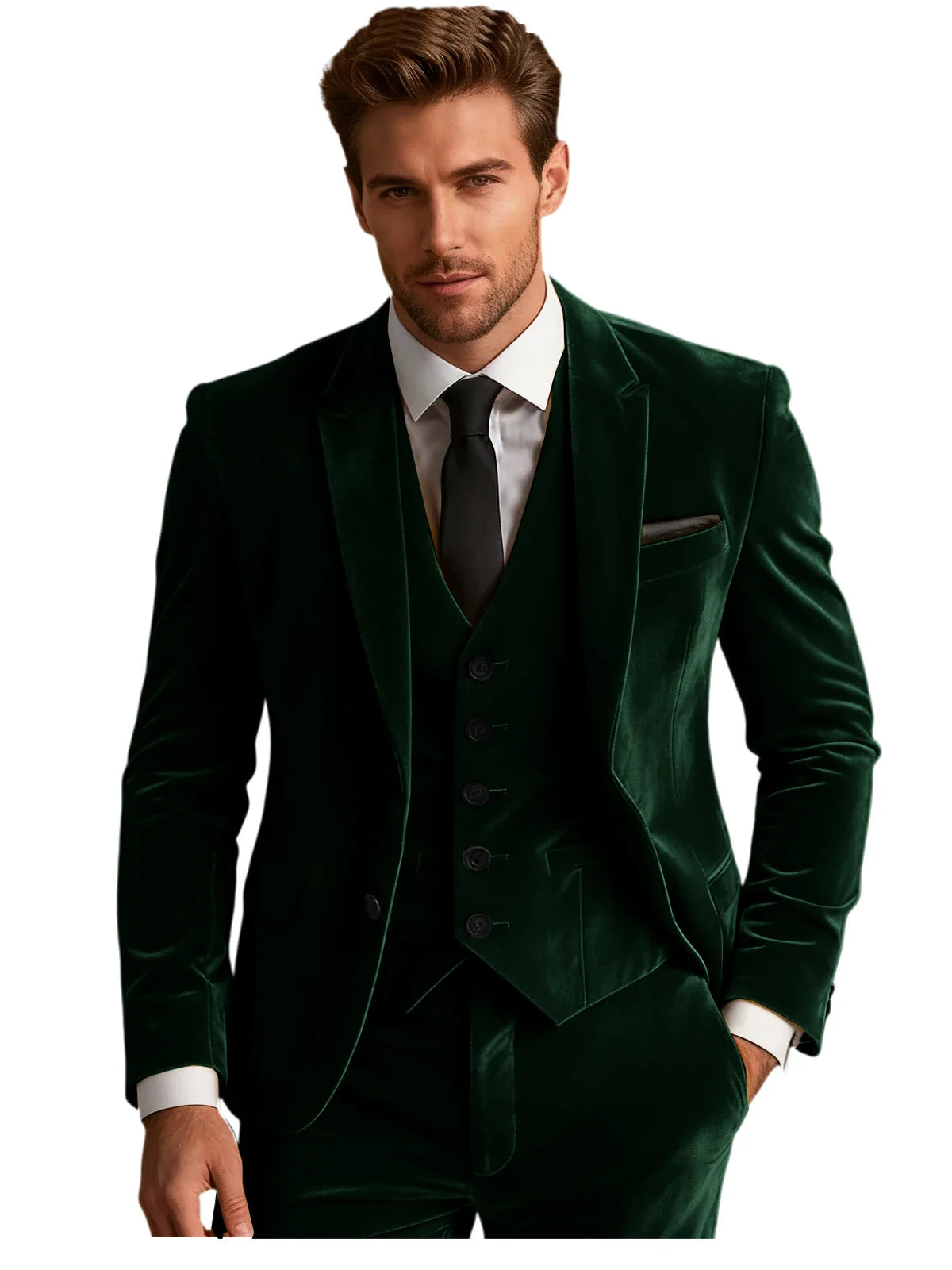 Elegant Wedding Men's Suit Business Tuxedos Formal 3 Piece Set Jacket Vest Pants Single Breasted Men Sport Coats Blazers