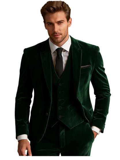 Elegant Wedding Men's Suit Business Tuxedos Formal 3 Piece Set Jacket Vest Pants Single Breasted Men Sport Coats Blazers