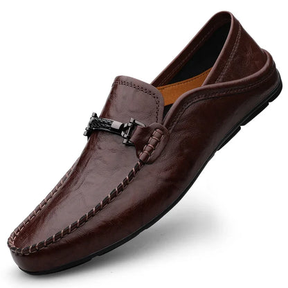 Men Casual Summer Shoes Hollow Out Breathable Men's Driving Shoes High Quality Male Business Shoes 2024 Genuine Leather Loafers