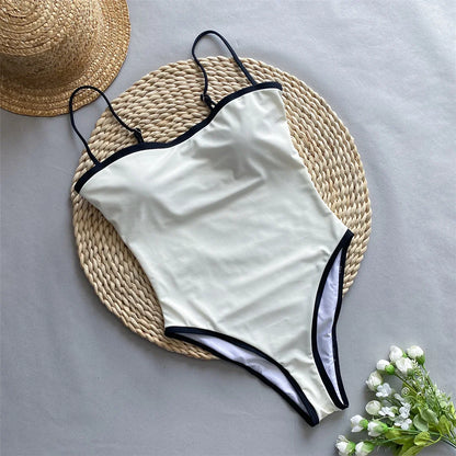 2025 New Sexy Splicing High Leg Cut Women Swimwear One Piece Swimsuit Female Monokini Padded Bather Bathing Suit Swim K5622