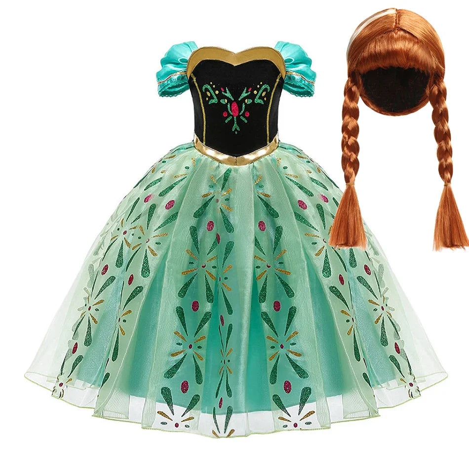 Children Anna Elsa Dress Girls Princess Cosplay Costume Kids Snow Queen Sequined Elegant Dress Girl Christmas Carnival Clothes