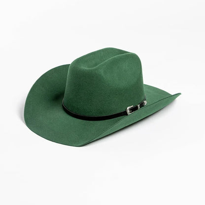 New Autumn Winter Women Fedoras with Belt Buckle Wide Brim Rolled Wool Cowboy Hat M L Size Obtainable