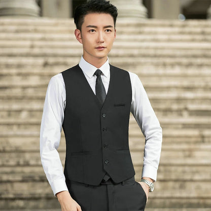 Small Size Men Vest Checkered Elastic Black Single Breasted Black Waistcoat For Host Groom Groomsmen Blue Suit Vest for Men