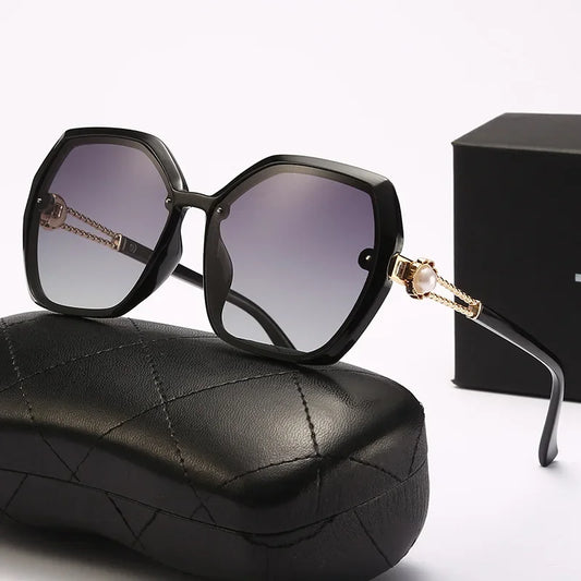 Fashion Large Frame Ladies Hollow Out Clover Inlay Women Polarized Sunglasses Drive Outdoors Sun Protection UV400 Sun Glasses