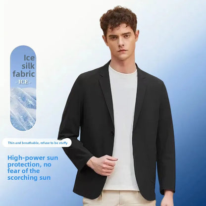 Summer Lightweight Sun Protection Blazer for Men - Stylish, Breathable, Casual, Icy Sensation, Lightweight, Silky Elastic Blazer