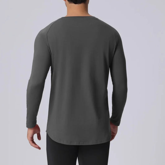 Plain Spring Autunm Cotton Long Sleeve T-shirts Gym Clothing Bodybuilding Fitness Clothing Mens Casual Slim Fit Sports Shirts