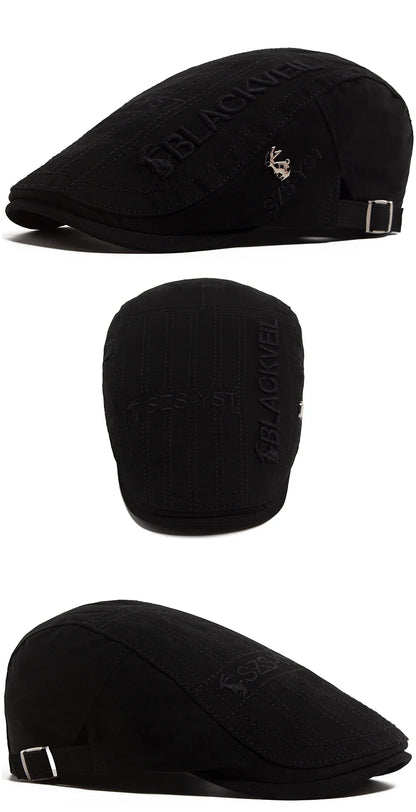 Men Beret Fashion Rabbit Embroidery Flat Caps Spring Summer Visor For Male Fashion Vintage Newsboy Cap Casual Berets Adjustable