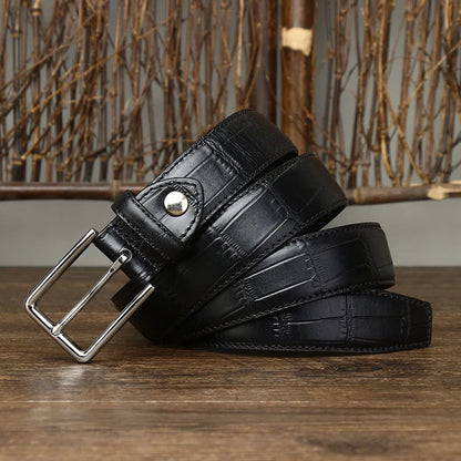 3.5CM Pure Cowhide High Quality Genuine Leather Belts for Men Strap Male Pin Buckle Business Suit West Belt Jeans Cowboy Cintos