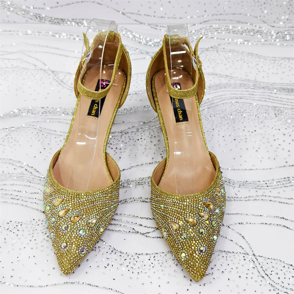 Elegant Italian Design Pointy Heels with Rhinestone-Embellished Laurel Shape - Comfortable & Durable for Every Occasion