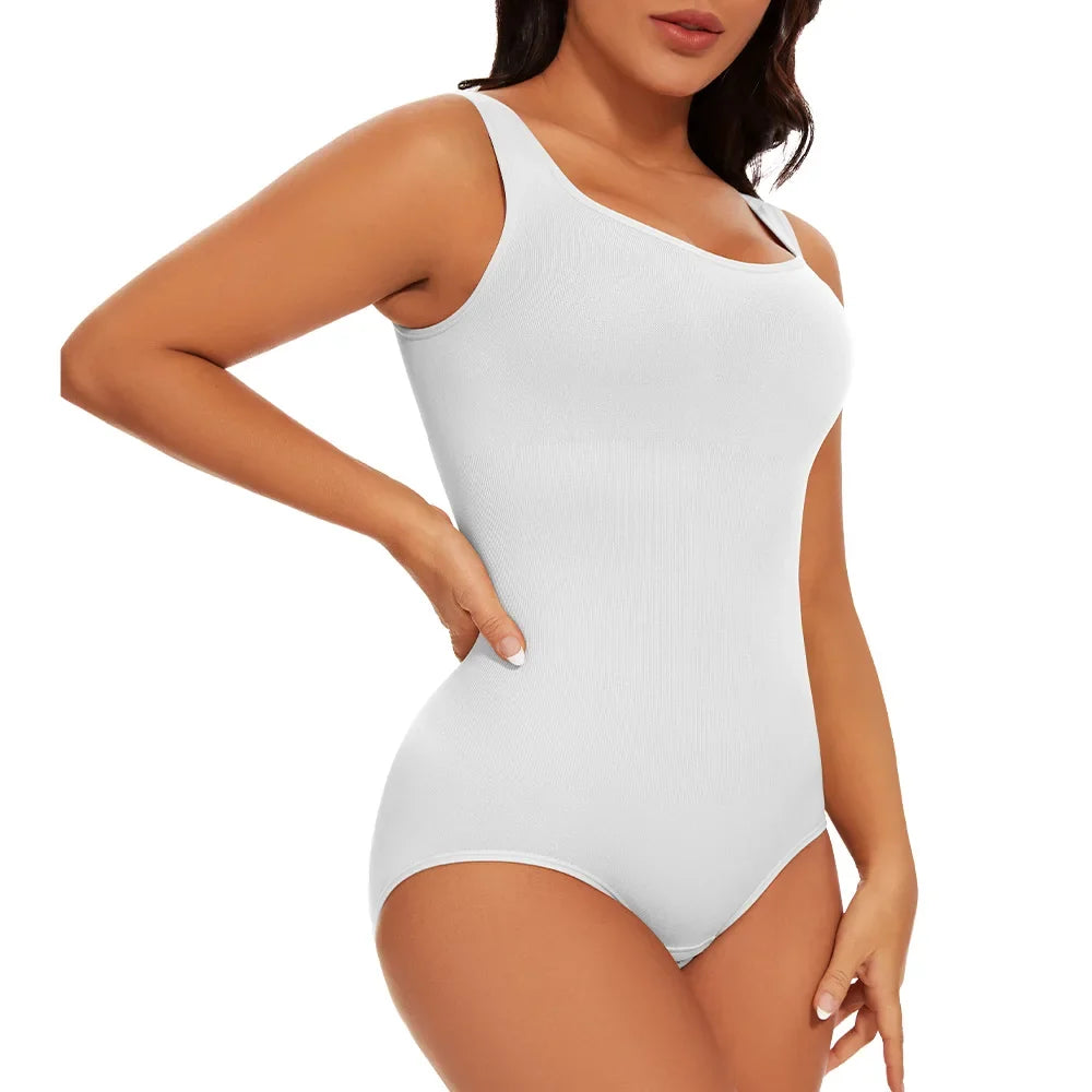 Women's Wide Strap Tummy Control Shapewear Bodysuit Comfortable Non-Slip Fitness Wear for Abdomen Toning Stylish Daily Wear Outf