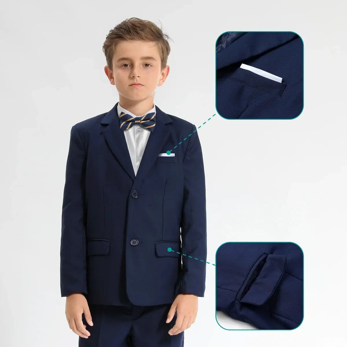 Boys Clothing Suit for Kid Easter Outfit Church Party Blazer Wedding Ceremony Flower Piano Performance Birthday Gift Set 3PCS