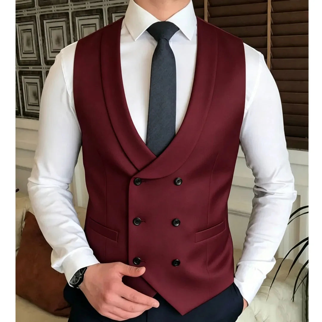 Men Vest Double Breasted With Lapel Solid Waistcoat For Wedding Banquet Business Party Work Office Casual Daily Men Suit Vest