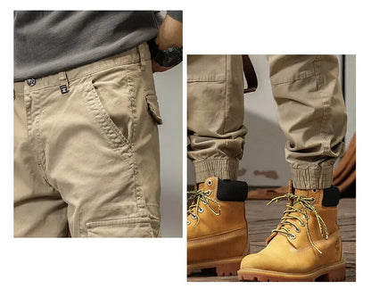 Length Men's Cargo Pant Cotton Stretch Casual Camouflage Trouser Male Camo Cuff Jogger Multi Zip Pocket Outfit Zipper Tied