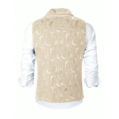 Suit Vest Men British Style Turn Down Collar Double-breasted Male Waistcoat Slim Printed Business Casual Man Coat Vest