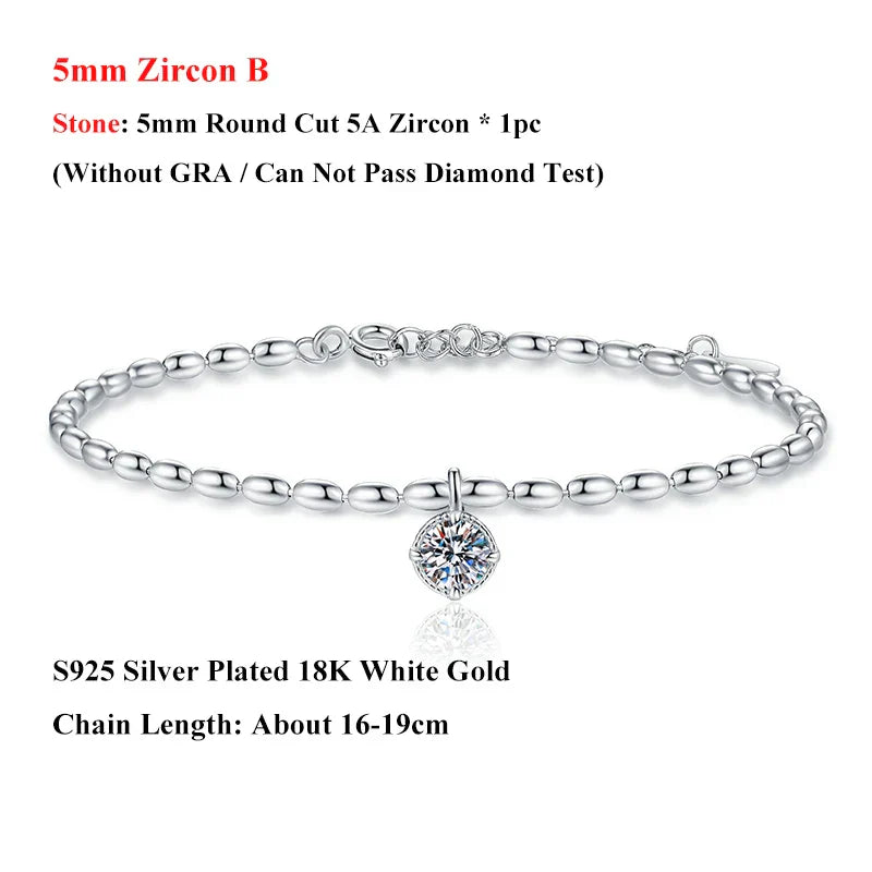 Lucky Clover GRA Certified 0.4cttw Moissanite Diamond Link Bracelet for Women 925 Silver Hand Chain Adjustable Bracelets