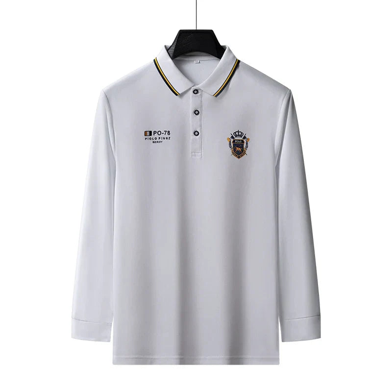 Designer Quality Men's Polo Shirt Lapel Long Sleeve T-Shirt Autumn New Badge Horse Embroid Fashion Business Casual Menswear Top