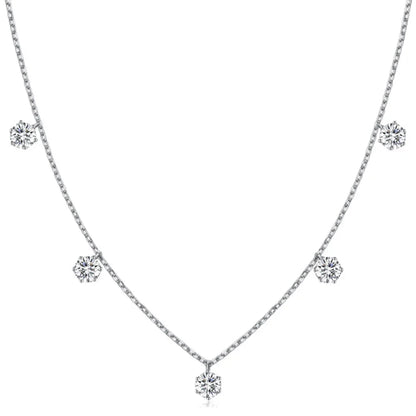 2.5-5CT Tennis Moissanite Necklace Chain for Women 925 Sterling Silver 5mm 6.5 mm Bezel Diamond Necklaces Overlay Style Jewelry
